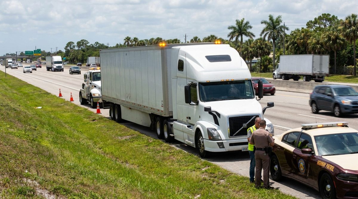 Commercial truck accident on a Florida interstate